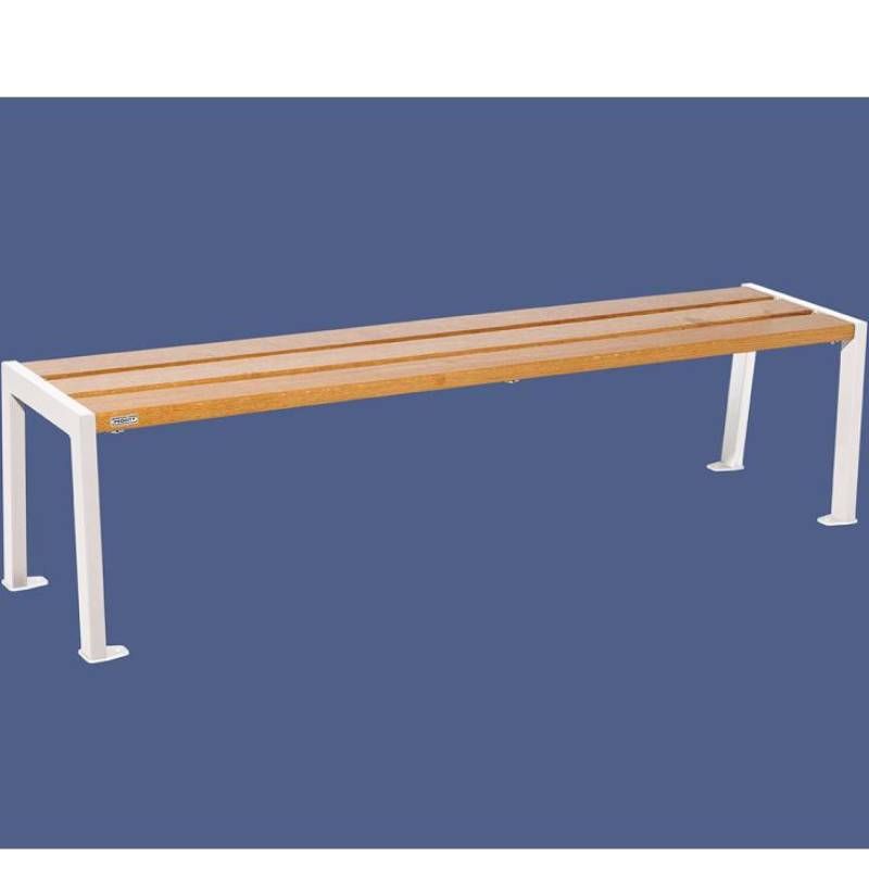 Banquette publique bois lasuré chêne clair et acier 180 cm SILAOS blanc