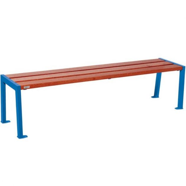 Banquette publique bois lasuré acajou et acier 180 cm SILAOS bleu