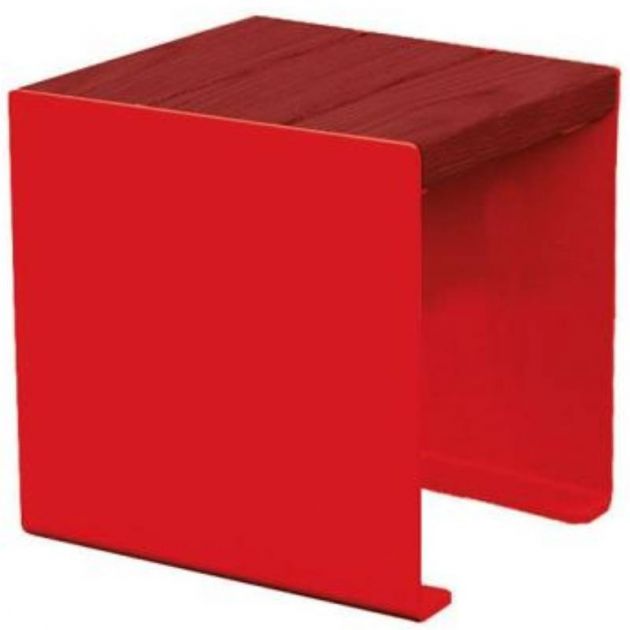 Banquette publique bois lasuré acajou et acier 45 cm KUB rouge