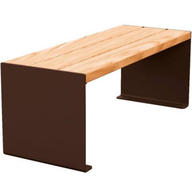 Banquette publique bois lasuré chêne clair et acier 120 cm KUB marron Banquette publique bois lasuré chêne clair et acier 120 cm KUB marron