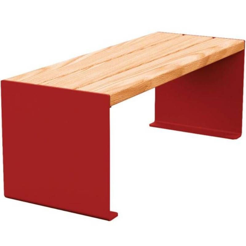 Banquette publique bois lasuré chêne clair et acier 120 cm KUB bordeaux Banquette publique bois lasuré chêne clair et acier 120 cm KUB bordeaux