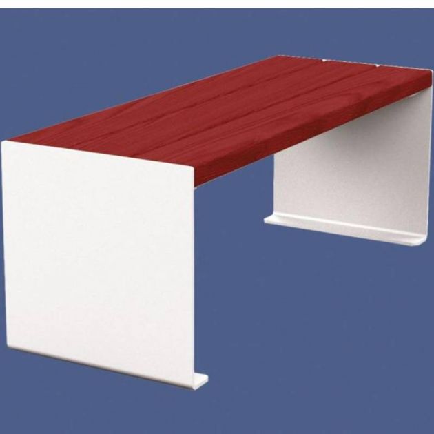 Banquette publique bois lasuré acajou et acier 120 cm KUB blanc
