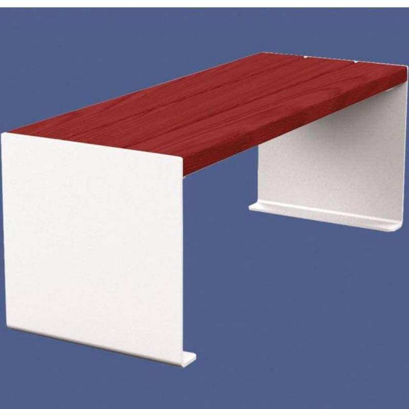 Banquette publique bois lasuré acajou et acier 120 cm KUB blanc