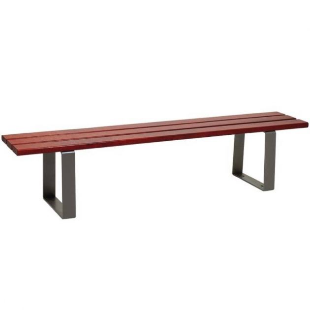 Banquette publique bois résineux lasuré acajou et acier 180 cm RIGA gris anthacite