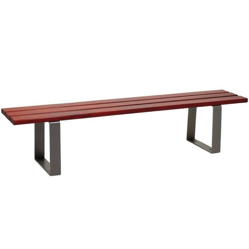 Banquette publique bois résineux lasuré acajou et acier 180 cm RIGA gris anthacite