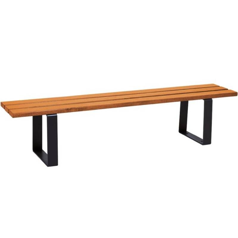 Banquette publique bois exotique lasuré chêne clair et acier 180 cm RIGA noir Banquette publique bois exotique lasuré chêne clair et acier 180 cm RIGA noir