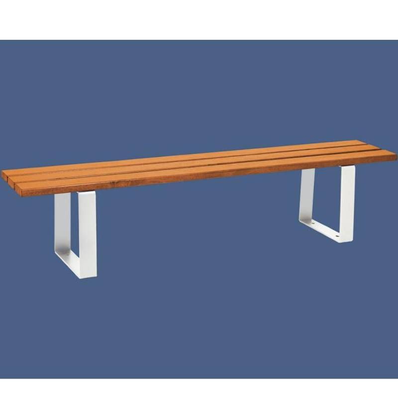 Banquette publique bois exotique lasuré chêne clair et acier 180 cm RIGA blanc Banquette publique bois exotique lasuré chêne clair et acier 180 cm RIGA blanc