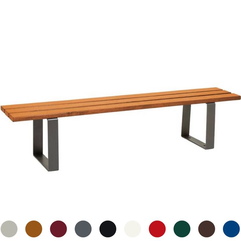 Banquette publique bois exotique lasuré chêne clair et acier 180 cm RIGA Banquette publique bois exotique lasuré chêne clair et acier 180 cm RIGA