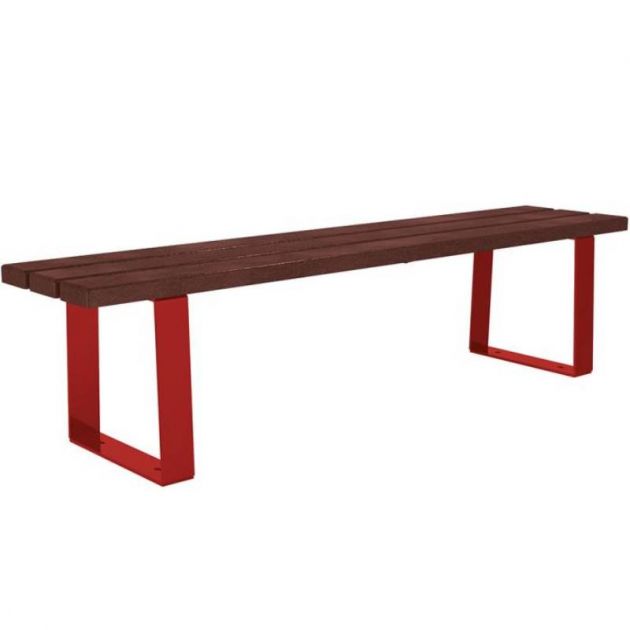 Banquette publique plastique recyclé et acier 180 cm RIGA bordeaux Banquette publique plastique recyclé et acier 180 cm RIGA bordeaux
