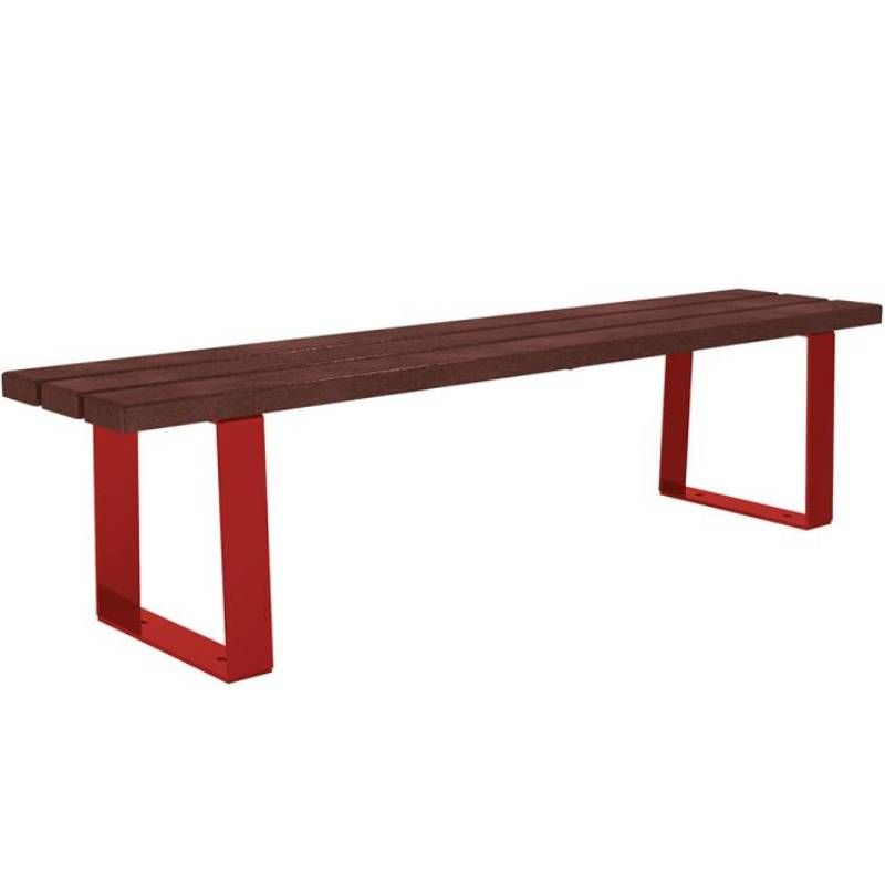 Banquette publique plastique recyclé et acier 180 cm RIGA bordeaux Banquette publique plastique recyclé et acier 180 cm RIGA bordeaux