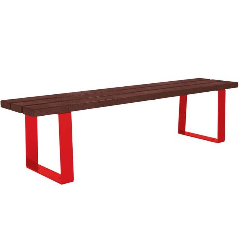 Banquette publique plastique recyclé et acier 180 cm RIGA rouge Banquette publique plastique recyclé et acier 180 cm RIGA rouge