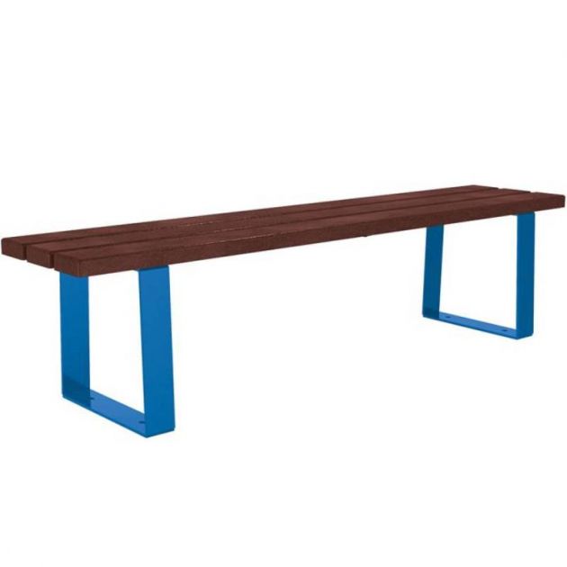 Banquette publique plastique recyclé et acier 180 cm RIGA bleu Banquette publique plastique recyclé et acier 180 cm RIGA bleu