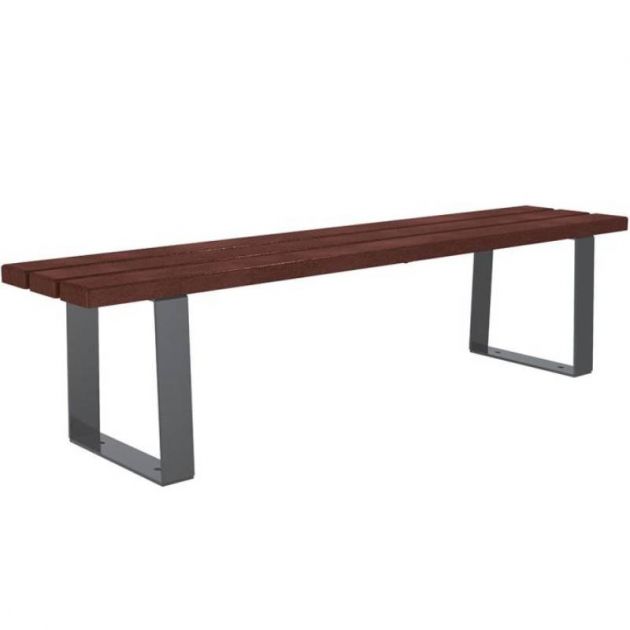 Banquette publique plastique recyclé et acier 180 cm RIGA gris anthracite Banquette publique plastique recyclé et acier 180 cm RIGA gris anthracite