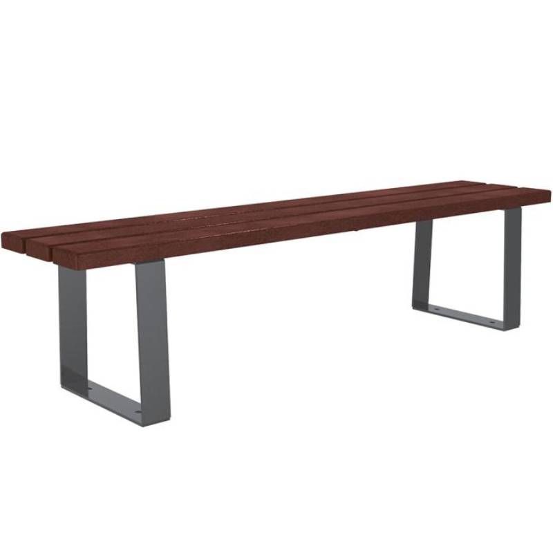 Banquette publique plastique recyclé et acier 180 cm RIGA gris anthracite Banquette publique plastique recyclé et acier 180 cm RIGA gris anthracite