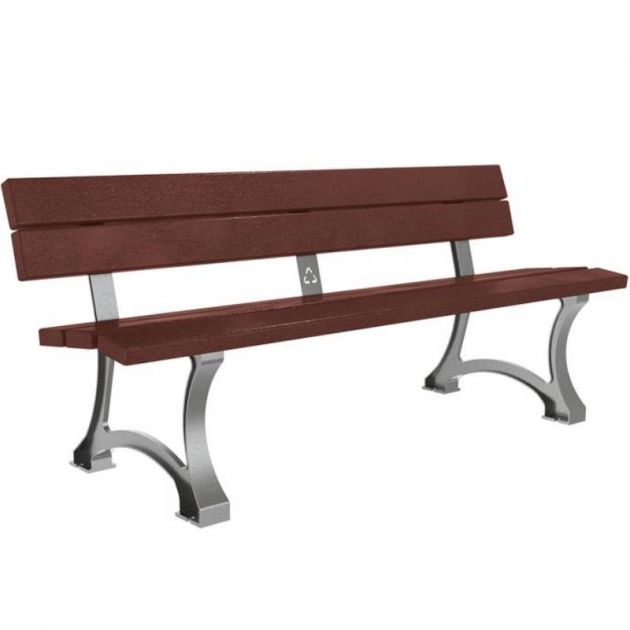 Banc public plastique recyclé et pieds en fonte 120 cm MORA gris Banc public plastique recyclé et pieds en fonte 120 cm MORA gris