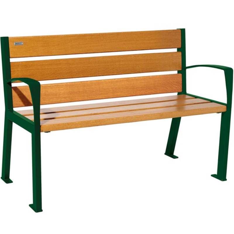 Banc acier et chêne clair avec accoudoirs 120 cm SILAOS vert