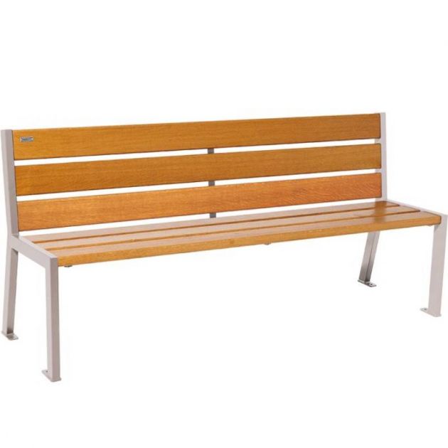 Banc urbain acier et chêne clair 180 cm SILAOS gris