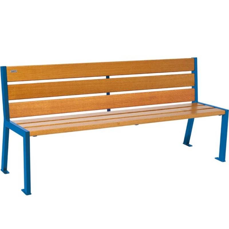 Banc urbain acier et chêne clair 180 cm SILAOS bleu