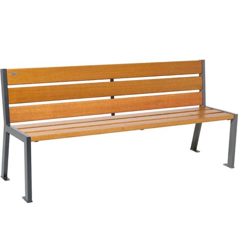 Banc urbain acier et chêne clair 180 cm SILAOS gris anthracite