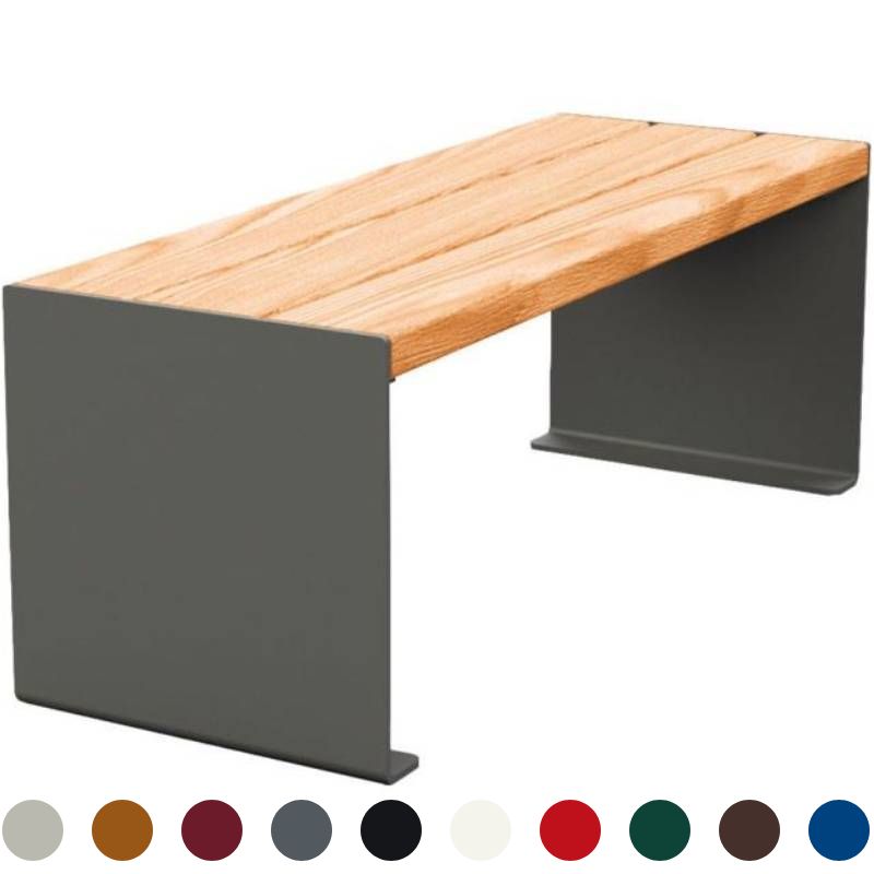 Banquette publique bois lasuré chêne clair et acier 120 cm KUB Banquette publique bois lasuré chêne clair et acier 120 cm KUB