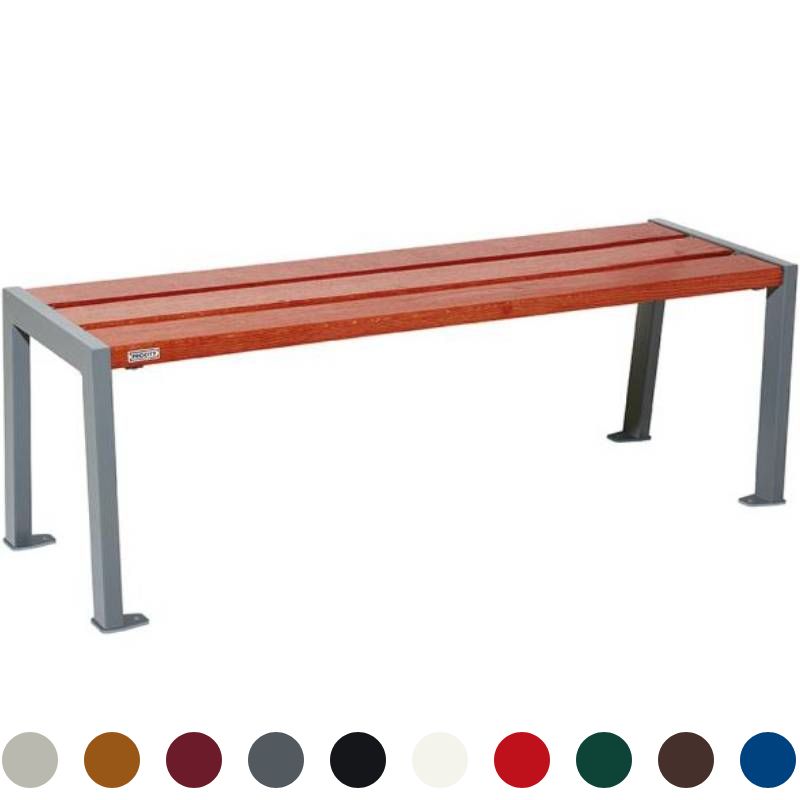Banquette publique bois lasuré acajou et acier 120 cm SILAOS Banquette publique bois lasuré acajou et acier 120 cm SILAOS