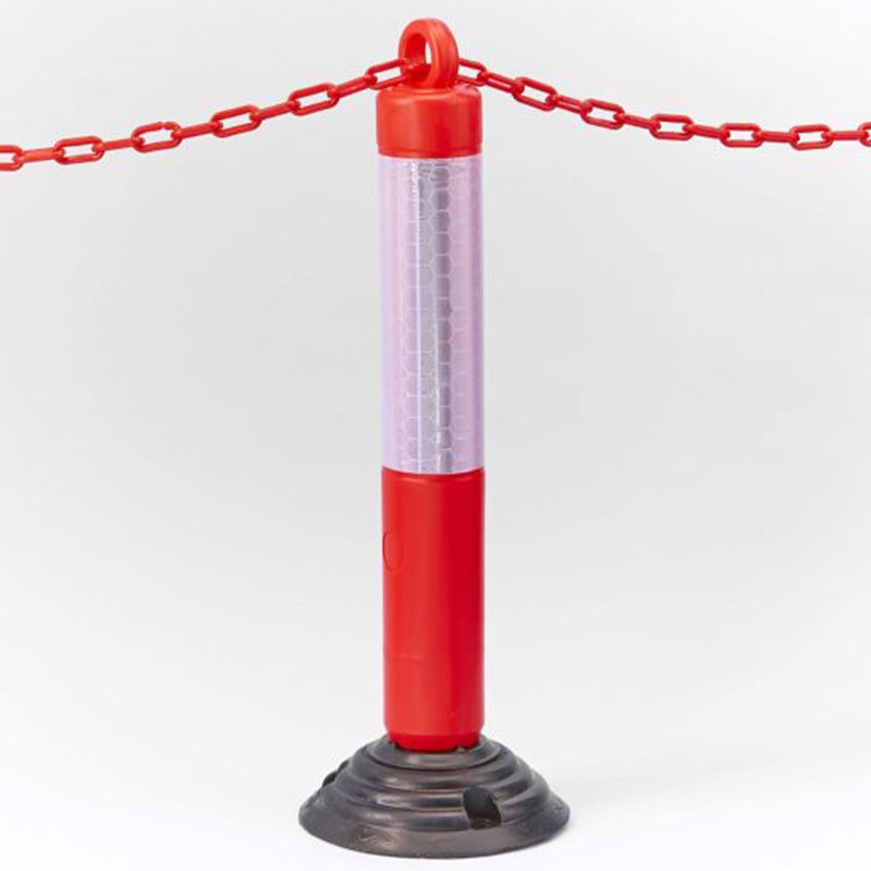 Poteau de signalisation sur base flexible avec anneau passe chaîne et chaine 75cm Poteau de signalisation sur base flexible avec anneau passe chaîne et chaine 75cm