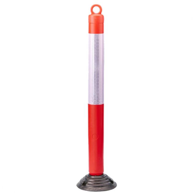 Poteau de signalisation sur base flexible avec anneau passe chaîne 120cm Poteau de signalisation sur base flexible avec anneau passe chaîne 120cm