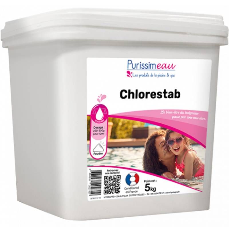 Stabilisant de chlore en granulés Chlorestab Purissimeau seau de 5 kg