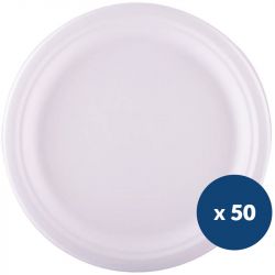 Assiette jetable fibre de canne ronde x50