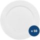 Assiette ronde réutilisable blanche PP x10