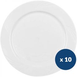 Assiette ronde réutilisable blanche PP x10