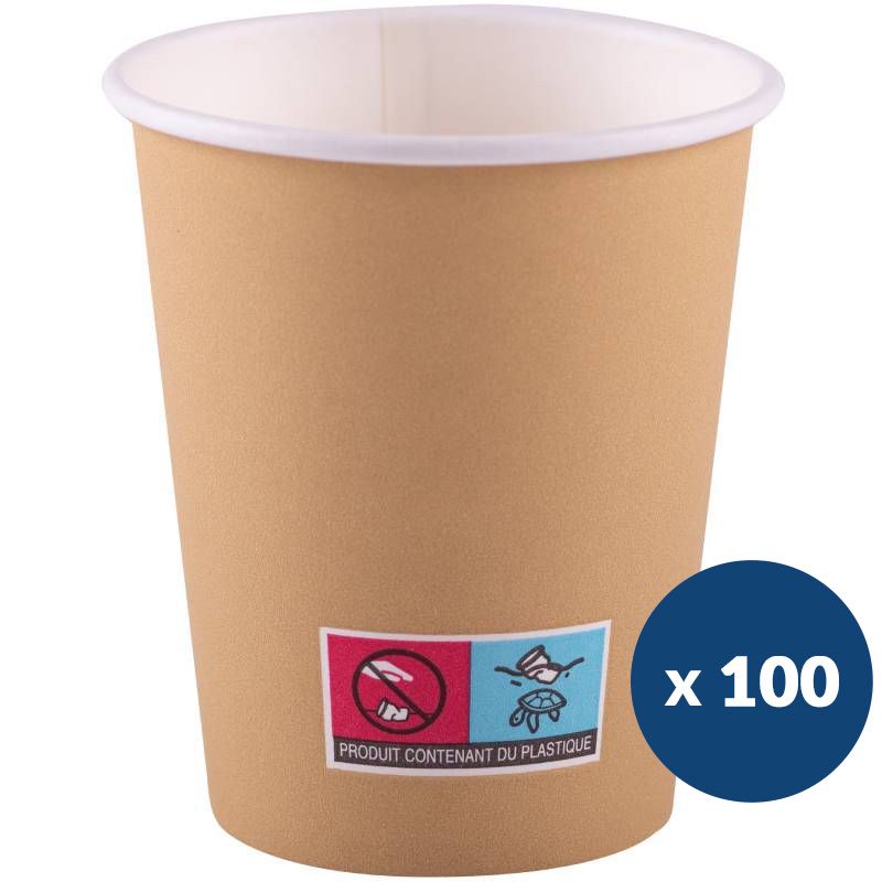 Gobelet carton brun chaud froid x100