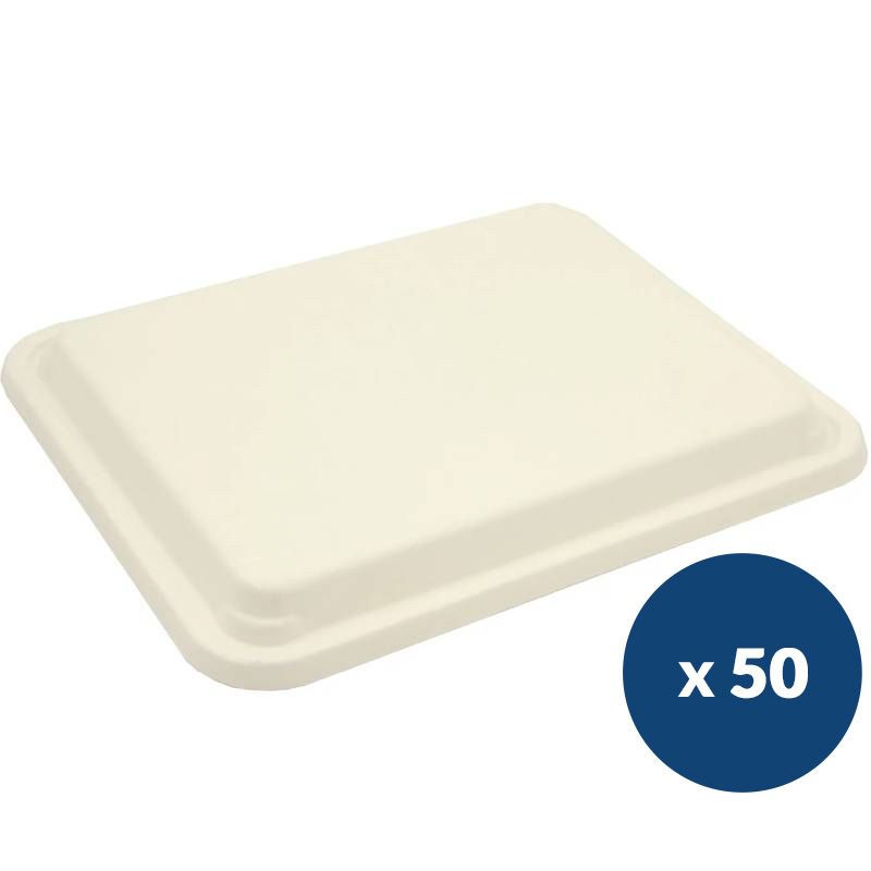 Couvercle plateau repas fibre de canne 5 compartiments x50 Couvercle plateau repas fibre de canne 5 compartiments x50
