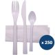 Sachet couverts incassables fourchette couteau cuillière serviette x250