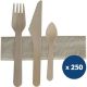 Sachet couverts bois fourchette couteau cuillière serviette x250