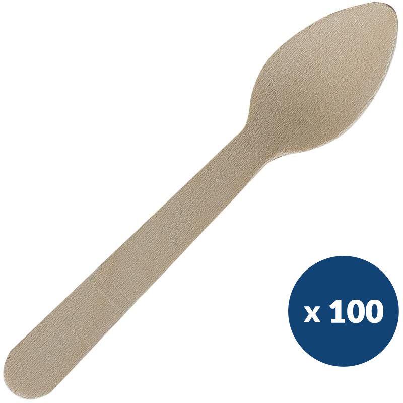 Petite cuillère en bois jetable 110 mm x100 Petite cuillère en bois jetable 110 mm x100