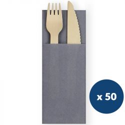 Serviette kangourou papier intissé 40 x 40 cm x50 gris anthracite