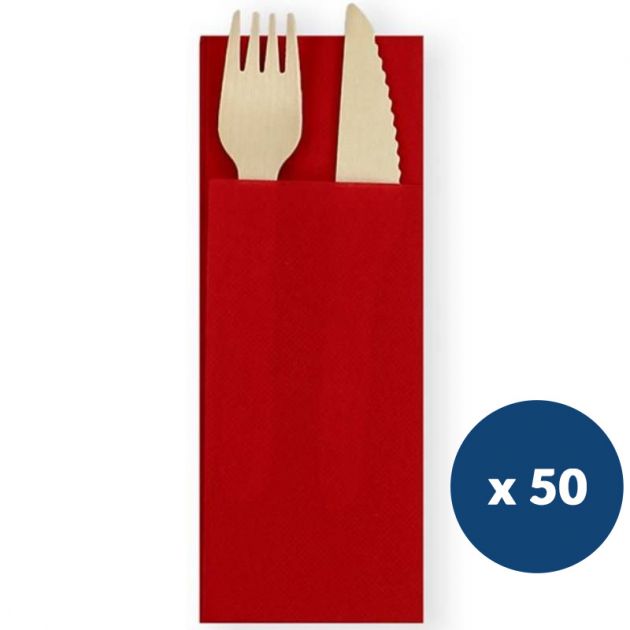 Serviette kangourou papier intissé 40 x 40 cm x50 rouge