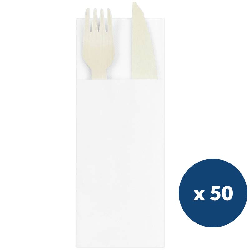 Serviette kangourou papier intissé 40 x 40 cm x50 blanc