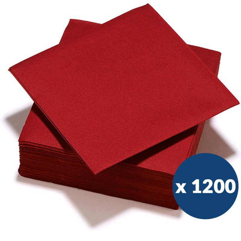 Serviette papier gaufré 38 x 38 cm x1200 Bordeaux