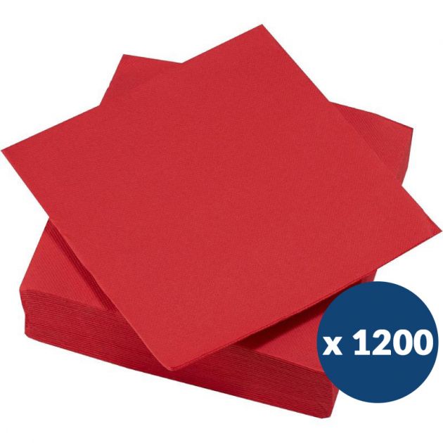 Serviette papier gaufré 38 x 38 cm x1200 Rouge