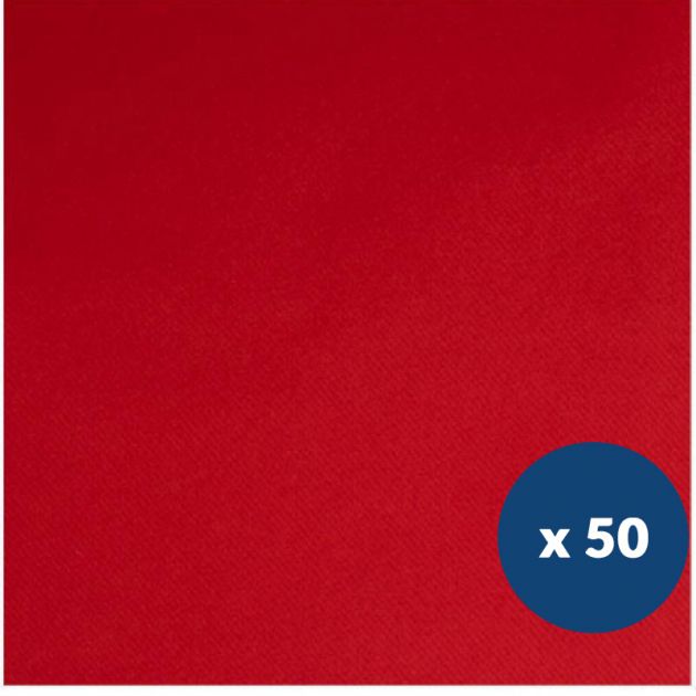 Serviette papier intissé 40 x 40 cm x50 rouge