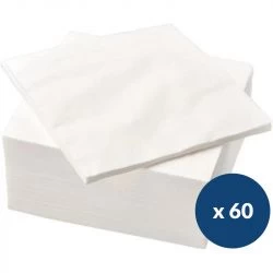 Serviette en papier Airlaid 1 pli 40 x 40, cm - paquet de 60 serviettes