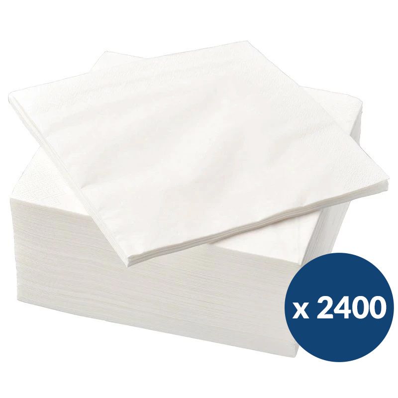 Serviettes en papier Ecolabel blanche 33 x 33 cm - colis de 2 400 Serviettes en papier Ecolabel blanche 33 x 33 cm - colis de 2 400