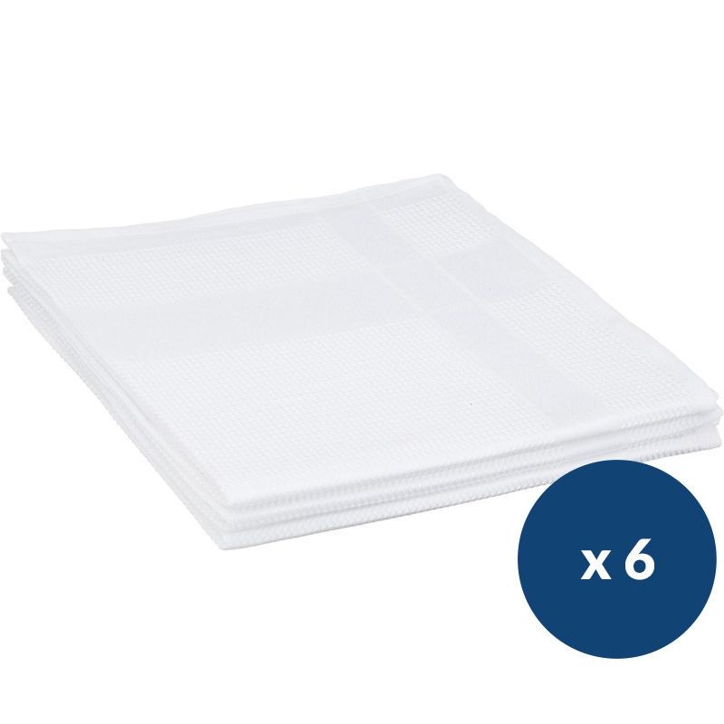 Torchon microfibre blanc et bleu 40 x 70 cm - lot de 6