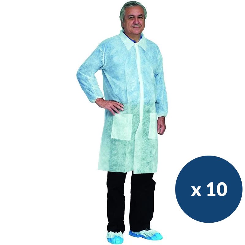 Blouse visiteur polypropylène - lot de 10