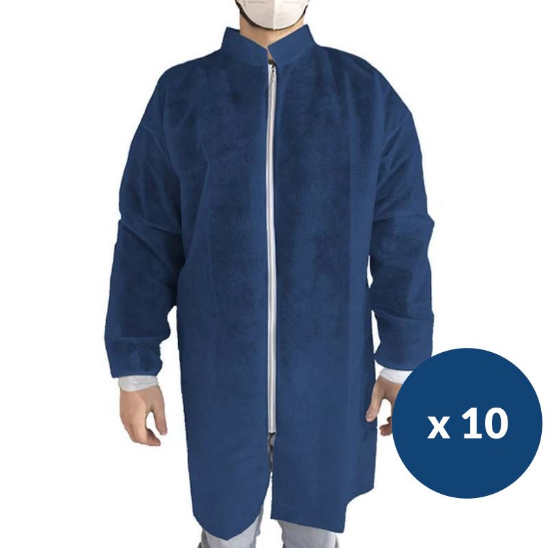 Blouse jetable agroalimentaire bleue One Protek - lot de 10