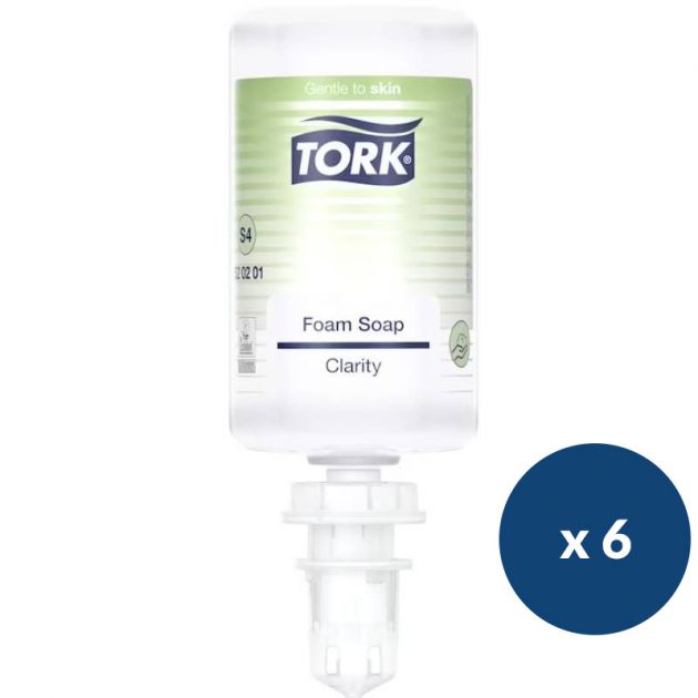 Recharge savon mousse mains sans parfum Tork S4 1L lot de 6
