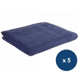 Serviette de Toilette en coton bleu Marine - lot de 5