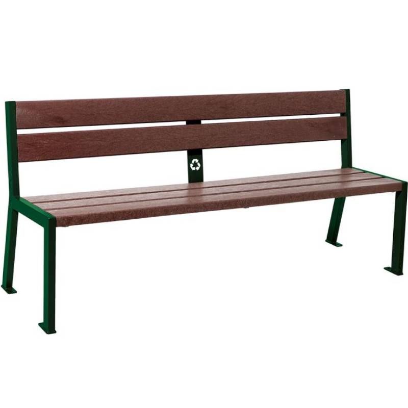 Banc public plastique recyclé et acier 180 cm vert